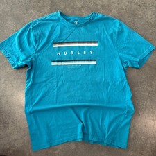 Vintage Y2K Hurley Teal Spellout Front Logo Men's Medium Graphic Tee