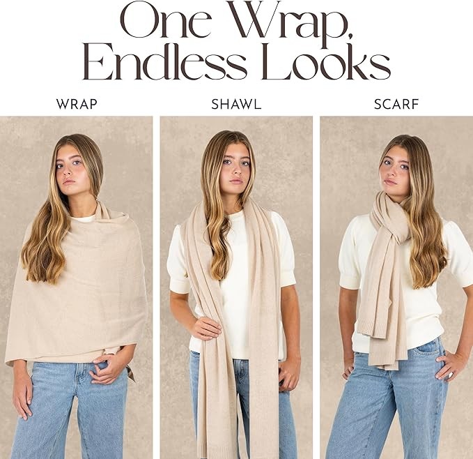 Velanio Cashmere Luxury Knitted Wrap Travel Shawl Scarf 27x78 Ancient Painting