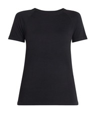 Avia Women's Seamless Moisture Wicking Short Sleeve Top Black Leopard L (12-14)