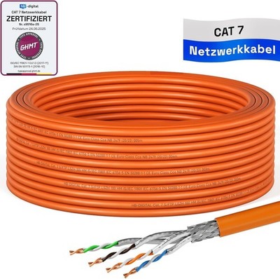 HB-DIGITAL 15m CAT 7 S/FTP Netzwerkkabel 10 Gbit/s Orange Hochgeschwindigkeit