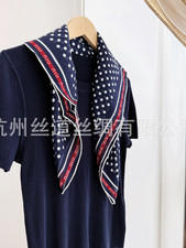 100 Silk Mulberry Scarf polka dot print 26'' Shawl Square Bandanna Kerchief Wrap