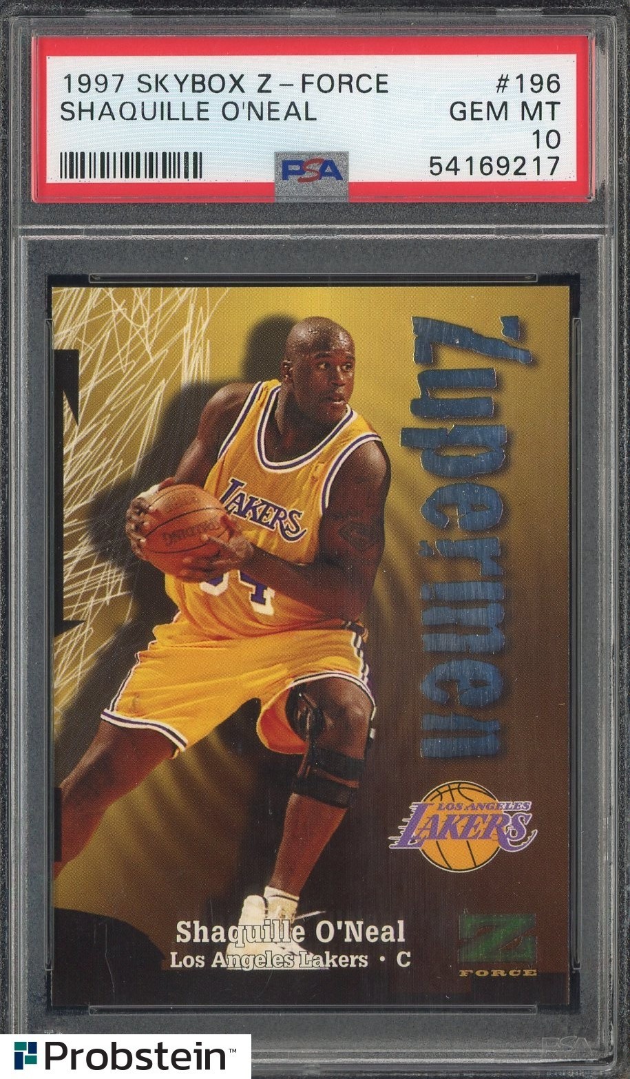 1997 Skybox Z-Force #196 Shaquille O'Neal Los Angeles Lakers HOF PSA 10