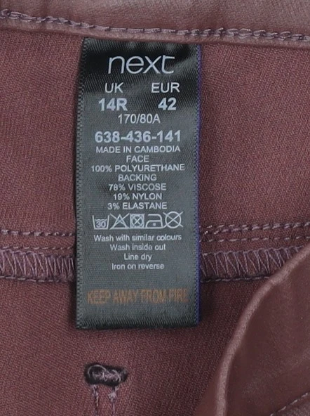 Next Women Brown Faux Leather Stretch Leggings Size 14 - Image 4 of 4
