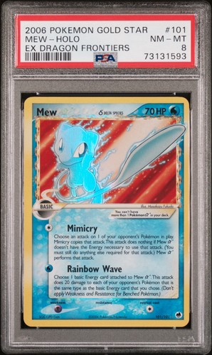 2006 POKEMON GOLD STAR MEW HOLO EX DRAGON FRONTIERS #101 PSA 8