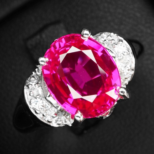 Shiny Vivid Pink Rubellite Tourmaline 4.40Ct 925 Sterling Silver Handmade Rings