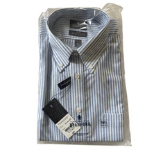 Stafford Travel Wrinkle Free Oxford Size 16 1/2 36-37 Blue White Button Shirt