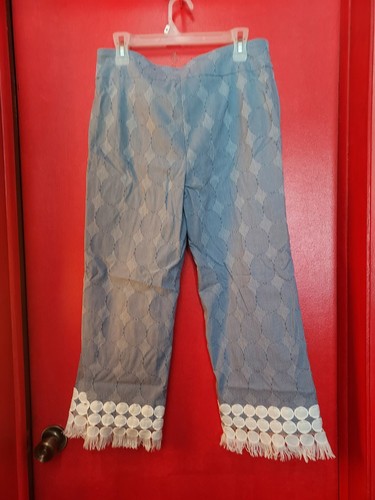 VERSONA PANTALONE BLU PULL ON APPLIQUE FRANGE TAGLIA 12 - Foto 3 di 4