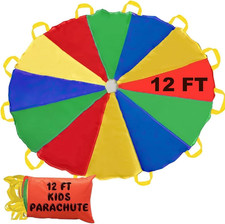 Parachute Kids Play 8FT,10FT,12FT,16FT,20FT for 8-12 Years Game, Kids Party Game