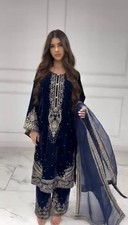 Stunning Designer Viscose Velvet Kurta Palazzo With Net Dupatta For Women