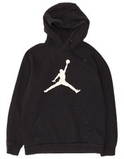 JORDAN Mens Graphic Hoodie Jumper Medium Black Cotton CD29