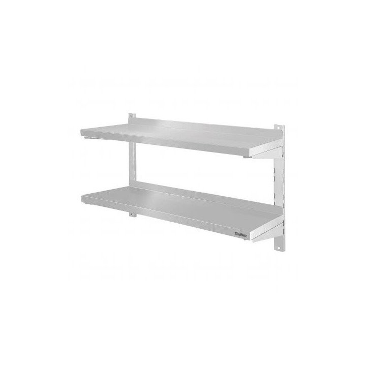 Étagère murale inox 2000 mm en acier brossé supérieur