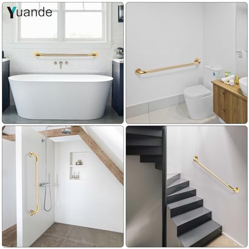 4 Stück 32 Zoll Dusche Haltegriff, YuanDe Gold Badezimmer Haltegriff Griff mit Anti-Rutsch - Bild 7 von 7
