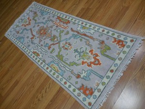 Turkish Oushak Hand Knotted Rug,Bohemian Oushak contemporary Rug 2.6x6 Ft