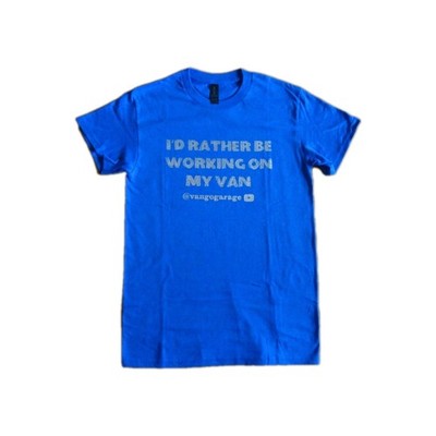 Vangogarage Blue Graphic Men's I'd Rather Be Working On My Van T-Shirt Size 2XL 