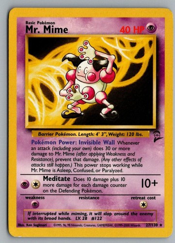 Mr. Mime 27/130 Rare Base Set 2 Pokemon Lightly Played