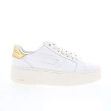 Diesel S-Athene Bold W Womens White Leather Lifestyle Sneakers Shoes
