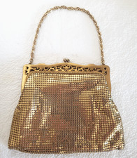 Vintage Whiting Davis Gold Mesh Evening Handbag Purse Filigree Frame