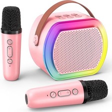 Mini Karaoke Machine with 2 Wireless Microphones for Kids