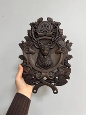 Deer animals ornament wood carved plaque custom order housewarming gift