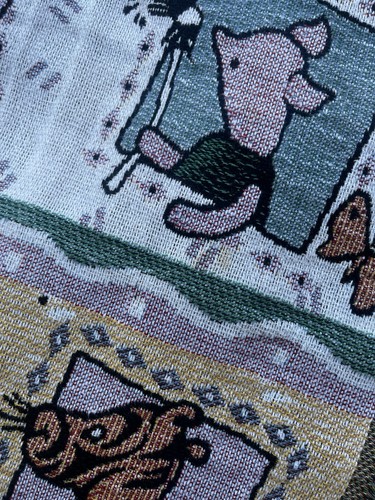 Manta clásica de tapiz tejida Winnie The Pooh And Friends flecos EE. UU. - Imagen 4 de 7
