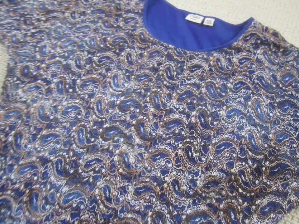 Camisa túnica informal manga dolman azul 14/16W Cato para mujer estampado abstracto Foto 3 de 4