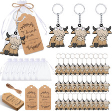 Kigeli 36 Sets Highland Cow Party Favors Baby Shower Keychains with Organza Bags