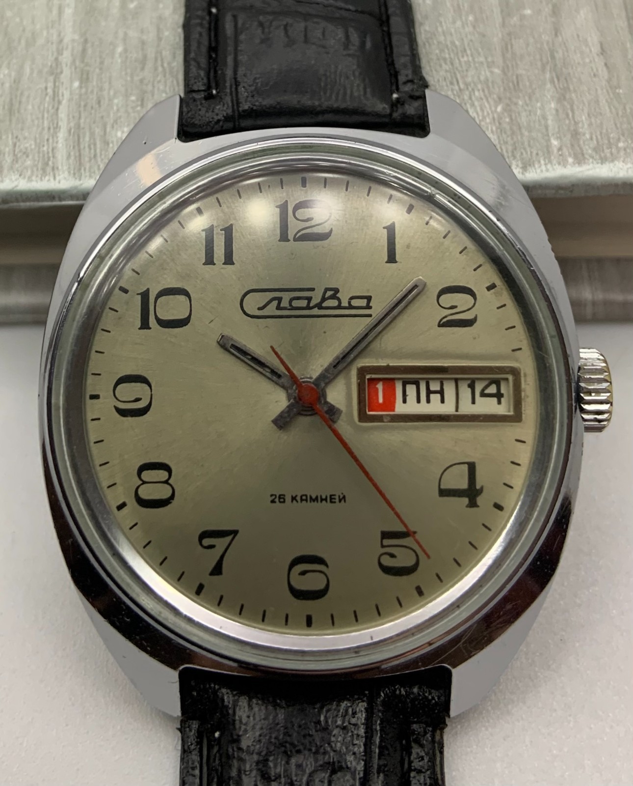 Mechanical Vintage Soviet Men's Watch SLAVA Wristwatch USSR Russia Serviced