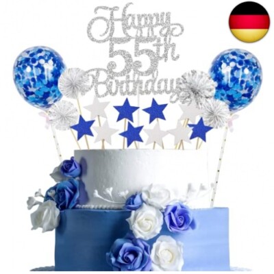 Jxuzh Cake Topper 55 Kuchendeko Geburtstag Happy 55.birthday Kuchendeko 55.
