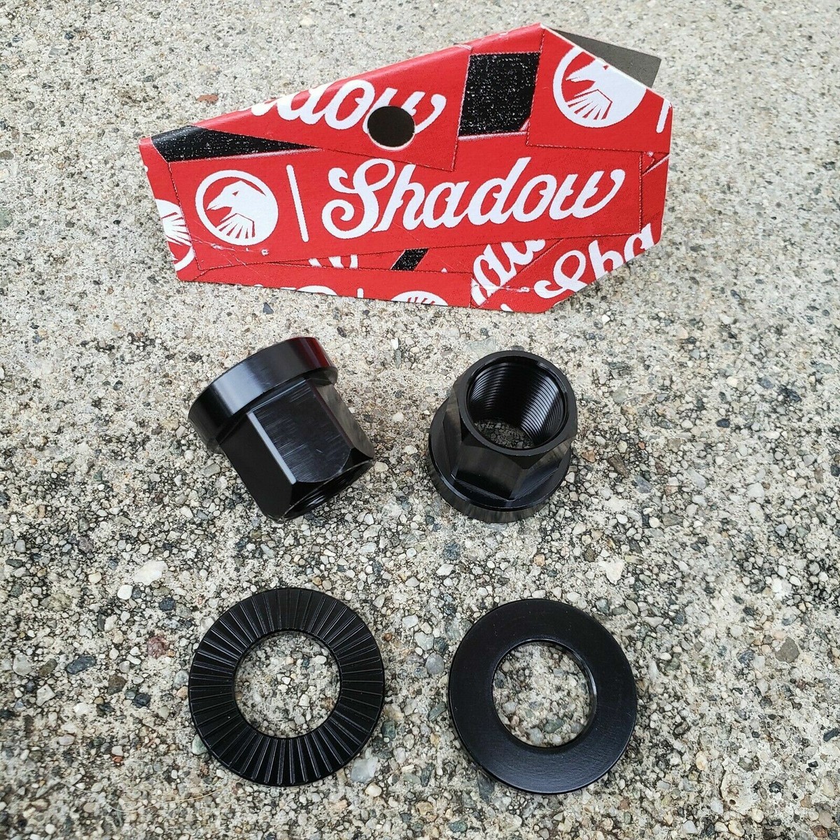 1 PAIR SHADOW CONSPIRACY 3/8 AXLE NUTS WASHERS BMX BICYCLE BOLTS