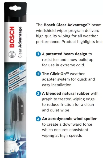 Комплект из 3 стеклоочистителей Bosch слева + справа + сзади для Jeep Renegade 2015 - 2023 годов выпуска - Изображение 3 из 4