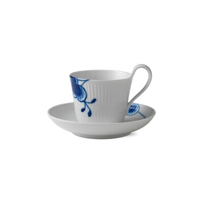 Royal Copenhagen Blue Fluted Mega HIGH HANDLE CUP AND SAUCER 25 CL