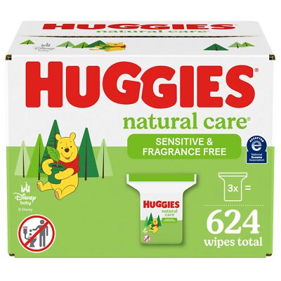 Huggies Natural Care Sensitive Baby Wipes 208 Count 3 Refill Packs Unscented