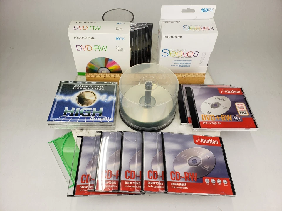 Memorex CD-R Lot - DVD-RW CD Sleeves Jewel Cases Imation CD-RW - Image 2 of 4