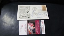 Sam Jones Bob Cousey Larry Bird  signed First Day Cover FDC JSA Certified