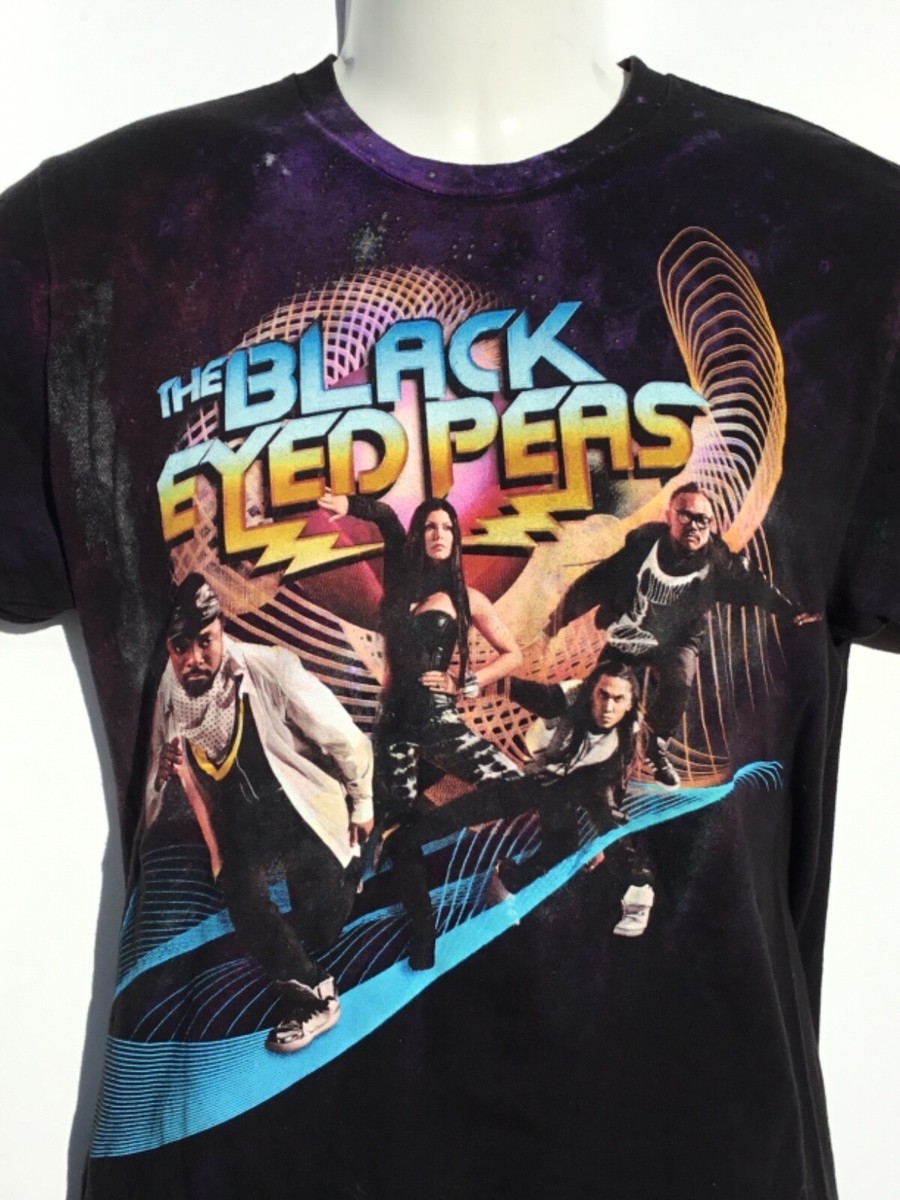 Black Eyed Peas concert Tour 2 sided blackt Shirt sz M Medium