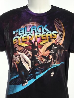 Black Eyed Peas concert Tour 2 sided blackt Shirt sz M Medium