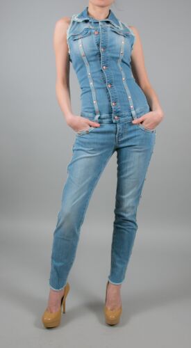MET in Jeans Bessy Sleeveless slim-fitting jumpsuit w/rihinestones/studs - Picture 1 of 7