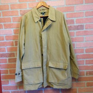 J Crew men&#039;s lined trench coat size L tan heavy outerwear removable liner