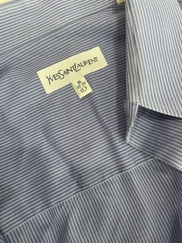 Yves Saint Laurent Hemd mit Knopfleiste und Klappärmeln Gr. 16 Large Blau Freizeit Preppy - Bild 2 von 22