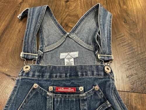 Vintage 90s Xhilaration Juniors Size 5 Blue Denim Jean Carpenter Overall Shorts - Picture 7 of 12