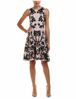 Eliza J Dress Pink navy Floral Fit & Flare Sweater Knit Sleeveless SZ S New  | eBay