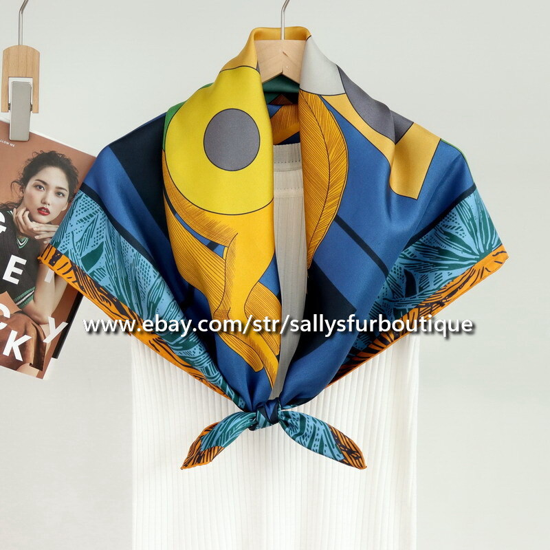 Color Block Silky Scarf   Women-s-Tropical-Color-Block-  main image 3