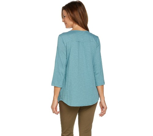 NWT LOGO by Lori Goldstein Cotton Slub Top w/ Crochet & Embroidery Eggshell XL - Picture 4 of 4