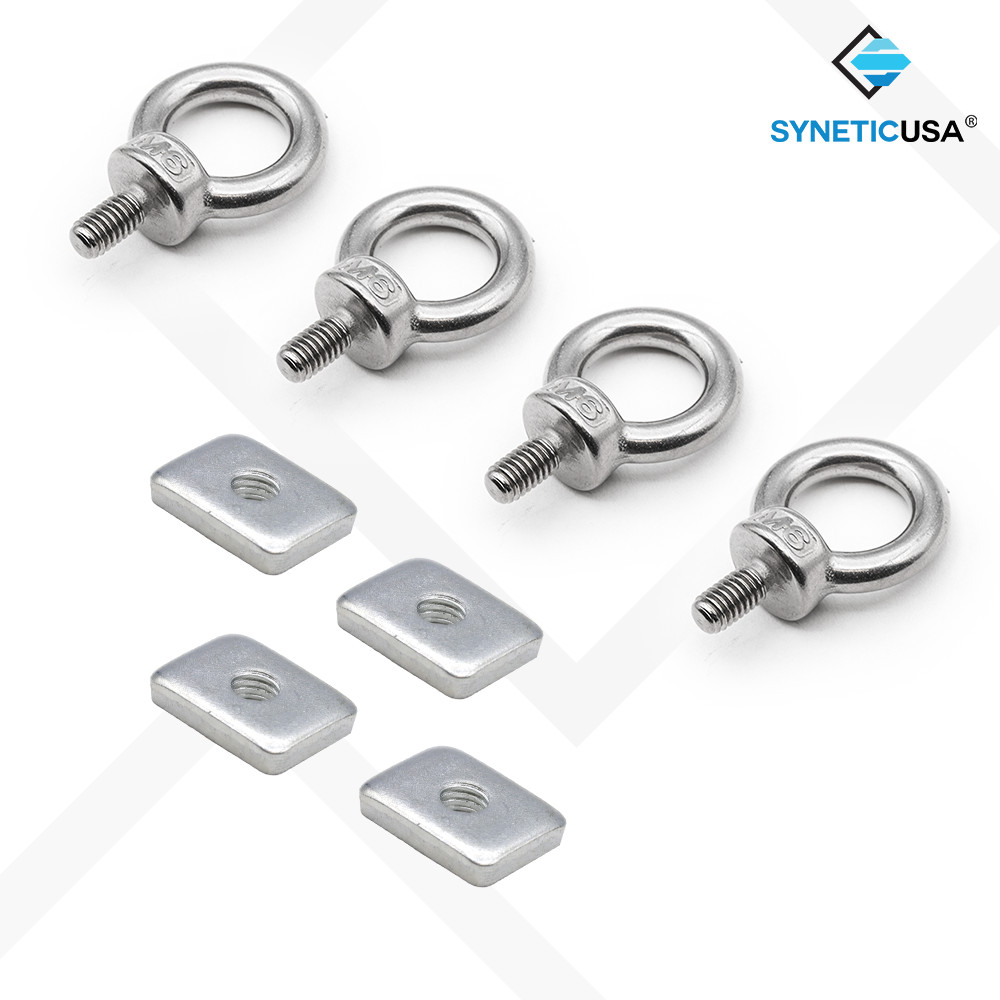 4pcs Eye Bolts with T-Slot nuts Stainless Steel M6 Tie Down Kit Thread lifting