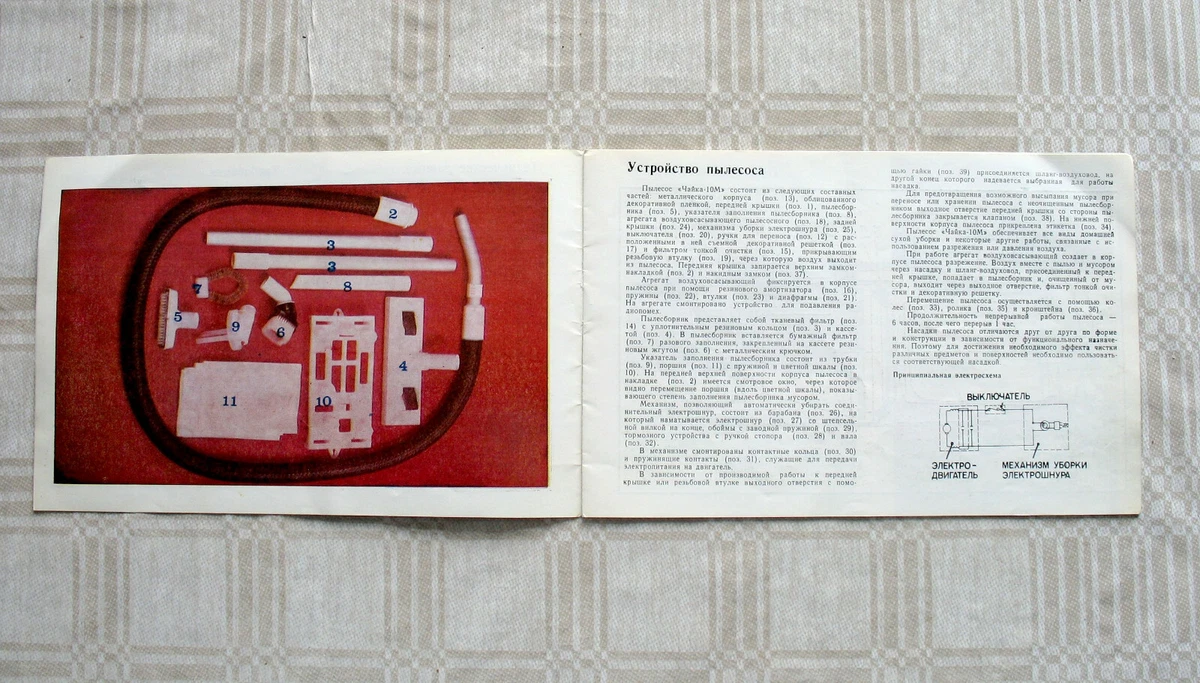 USSR Vintage Manual For Electric Vacuum Cleaner Chaika 10M – 80`S.