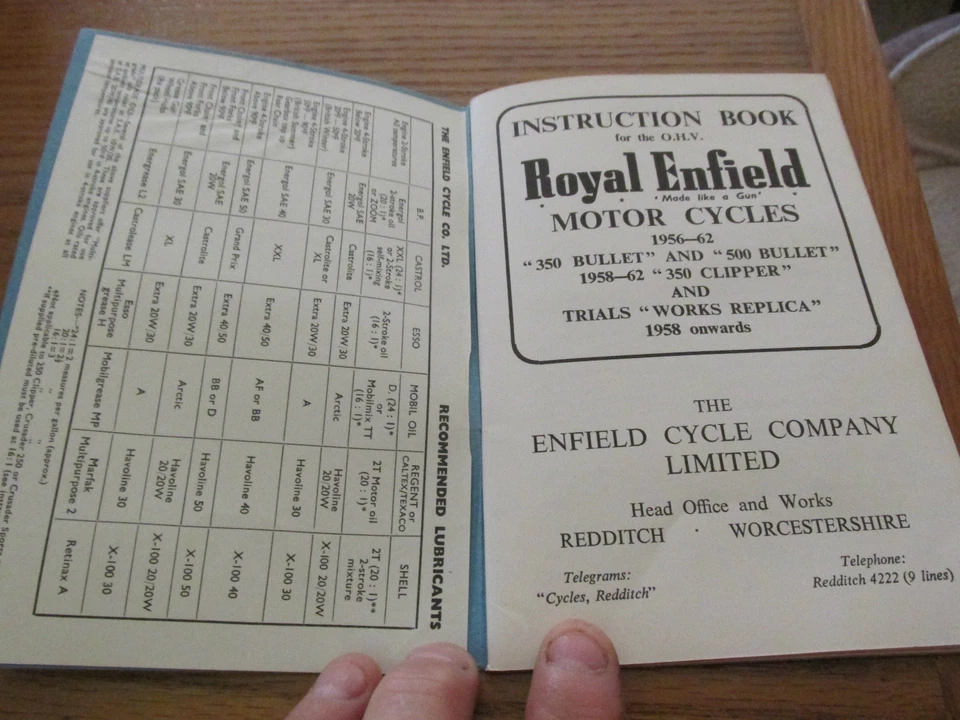 Folleto Royal Enfield Bullet Clipper 350 500 instrucciones 1956-52 Foto 3 de 4