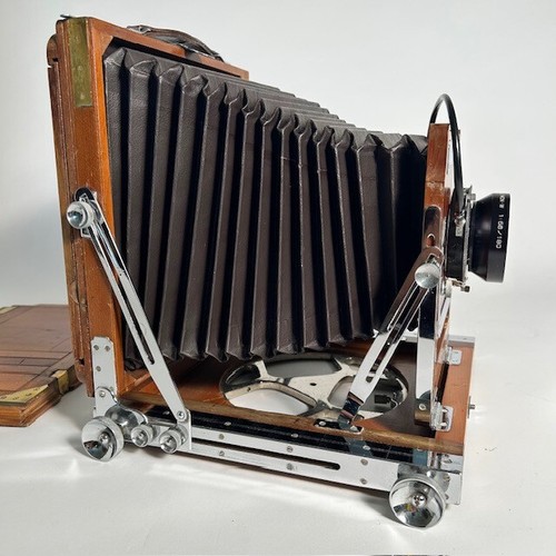 EXCELLENT! Vintage Japanese 1900's Wood Chrome and Brass Whole Plate Camera+Lens - 第 9/22 張圖片