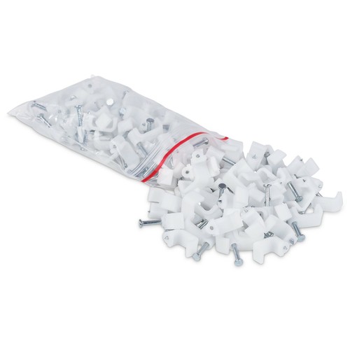 100 x Satellite Twin DOUBLE SHOTGUN White CABLE CLIPS Coaxial Wire For Sky WF65 - Picture 3 of 3