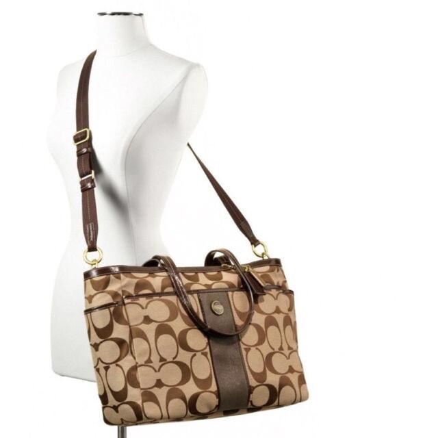 Coach Signature Stripe Multifunction Baby Diaper School Travel Tote Bag