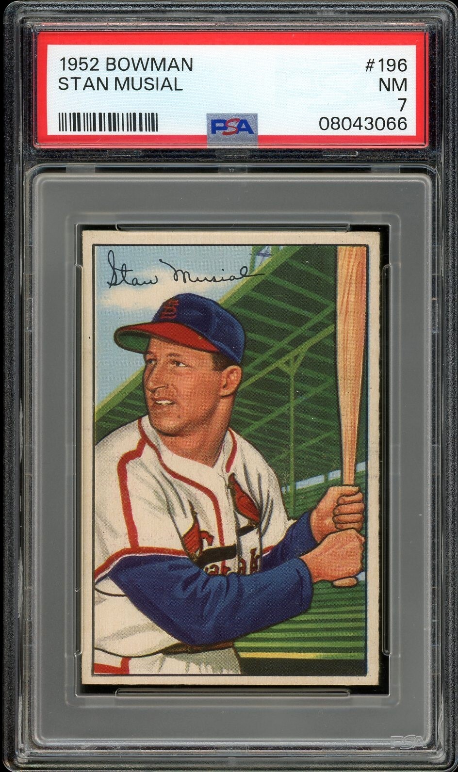 1952 Bowman #196 Stan Musial HOF St. Louis Cardinals PSA 7 NM CENTERED